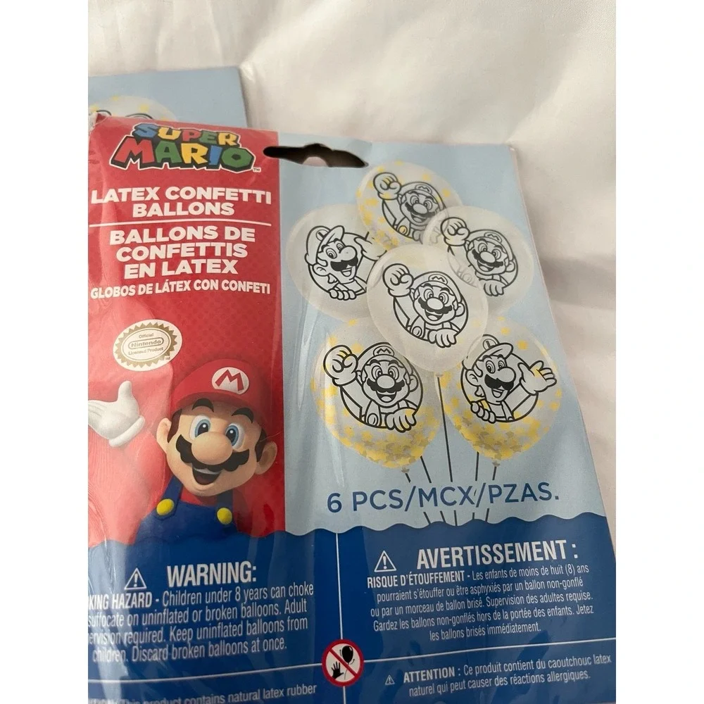 4x Super Mario Latex Confetti Balloons 6 Pack Party Birthday Decoration Nintendo